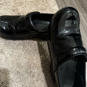 Dansko Black Patent Leather Slip-On Loafers